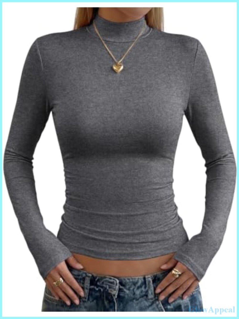 Long Sleeve Mock Neck Slim Fit T-Shirt Stretch Lightweight Layer Top